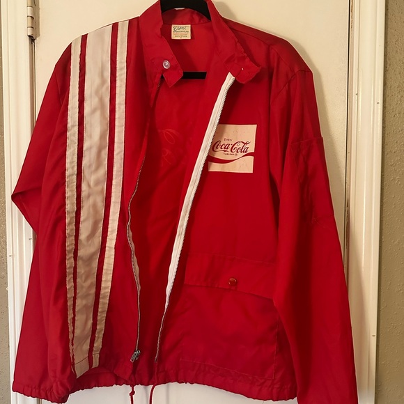 Coca Cola Red and White Striped Windbreaker - Picture 1 of 3